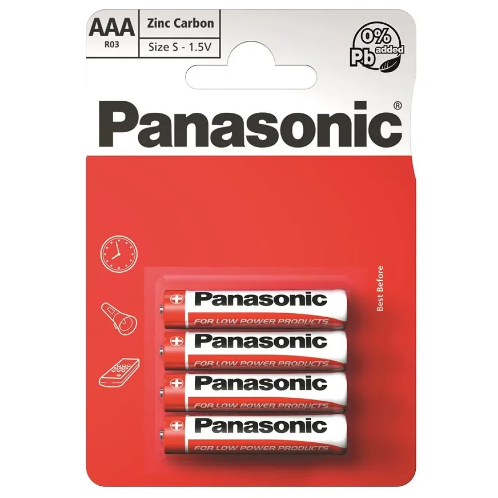 Батарейка Panasonic RED ZINK R03 BLI 4 ZINK-CARBON